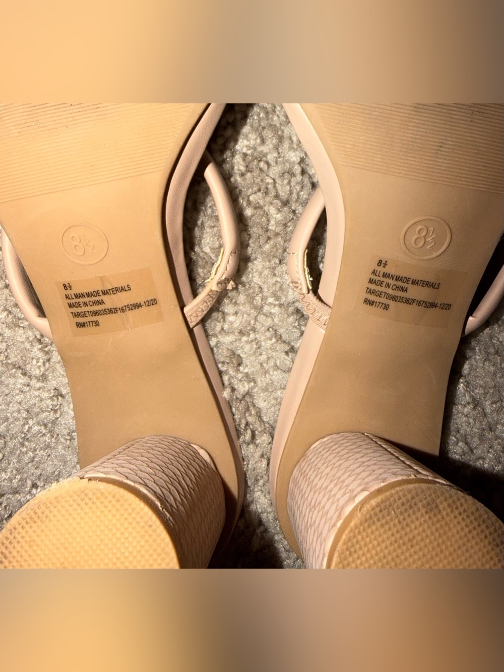 Target Nude Strappy Block Heel Sandals - Picture 3 of 3